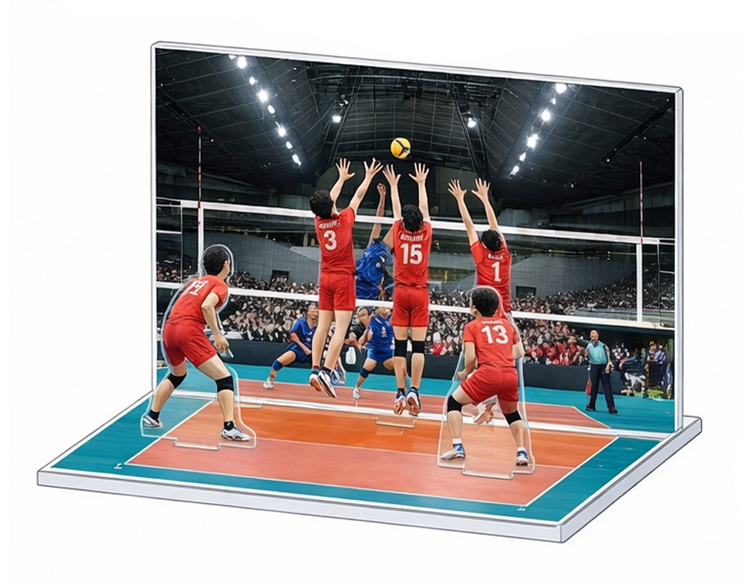 バレーのアクスタジオラマ制作例